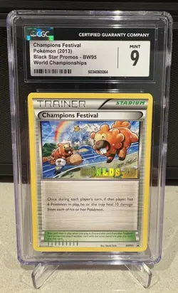 Champions Festival Pokemon 2013 Black Star Promos BW95 World Championships CGC 9 - Image 1