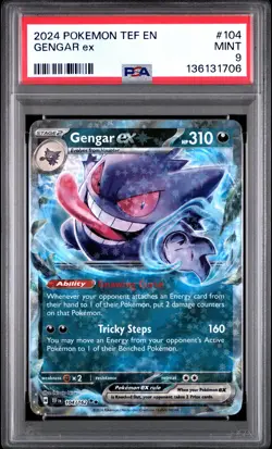 2024 POKEMON TEF EN-TEMPORAL FORCES #104 GENGAR EX PSA 9 - Image 1