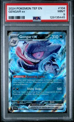 2024 POKEMON TEF EN-TEMPORAL FORCES #104 GENGAR EX PSA 9 - Image 1