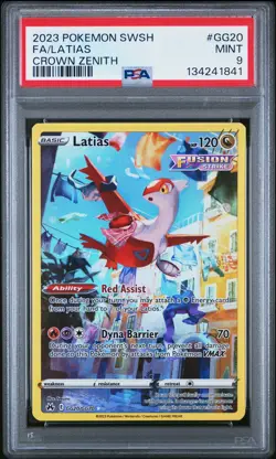 2023 POKEMON SWORD & SHIELD CROWN ZENITH #GG20 FULL ART/LATIAS PSA 9 - Image 1