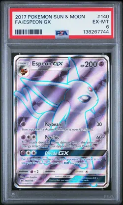2017 POKEMON SUN & MOON #140 FULL ART/ESPEON GX PSA 6 - Image 1