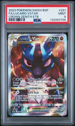 2023 POKEMON SWSH BLACK STAR PROMO #291 FULL ART/LUCARIO VSTAR PSA 9 - Image 1