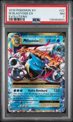 2016 POKEMON XY EVOLUTIONS #22 M BLASTOISE EX PSA 7 - Image 1