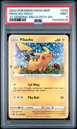 2020 POKEMON SWSH BLACK STAR PROMO #039 PIKACHU-HOLO PSA 9 - Image 1