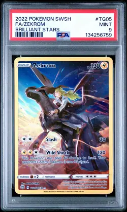 2022 POKEMON SWORD & SHIELD BRILLIANT STARS #TG05 FULL ART/ZEKROM PSA 9 - Image 1