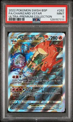 2022 POKEMON SWSH BLACK STAR PROMO #262 FULL ART/CHARIZARD VSTAR PSA 9 - Image 1