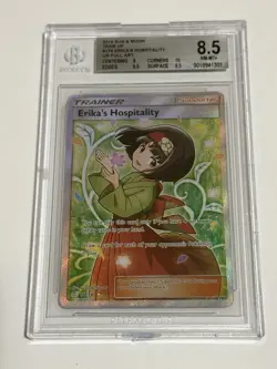 Pokemon TCG Erika's Hospitality (Full Art) 174/181 Sm-Team Up Holo BGS 8.5 - Image 1