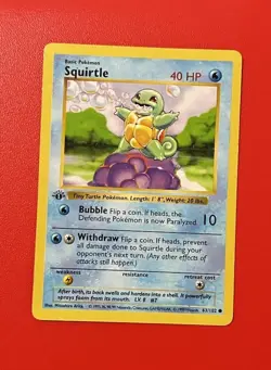 1999 Pokemon Base Set Squirtle 1st Edition Shadowless 63/102 LP/NM English - Image 1