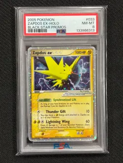 2005 POKEMON ZAPDOS EX HOLO BLACK STAR PROMOS #33 PSA 8 NM-MT - Image 1