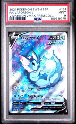 2021 POKEMON SWSH BLACK STAR PROMO #181 FULL ART/VAPOREON V PSA 9 - Image 1