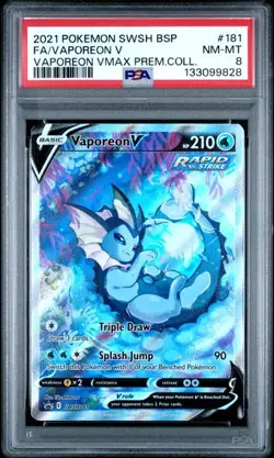 PSA 8 NM-MT Vaporeon V Black Star Promo Full Art Holo 2021 Pokemon SWSH 181 - Image 1