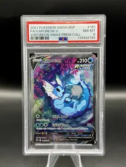 PSA 8 Vaporeon V Black Star Promo SWSH181 Pokemon Sword & Shield Full Art ENG - Image 1