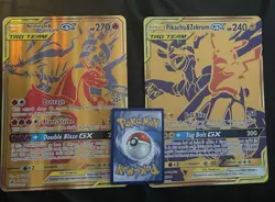 Pokemon Tag Team Reshiram Charizard SM247 & Pikachu Zekrom SM248 GX Jumbo Cards - Image 1