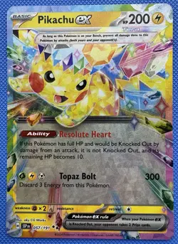 Pokemon Pikachu ex 057/191 Sv08: Surging Sparks Full Art Holo Double Rare Card - Image 1