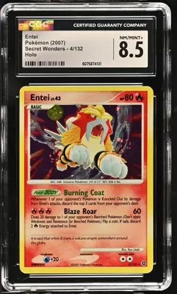 CGC 8.5 Entei 2007 Secret Wonders 4/132 Holo Pokemon Card - Image 1