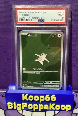 Slakoth 2024 Pokemon English SV08 Surging Sparks Illustration Rare 212/191 PSA 9 - Image 1