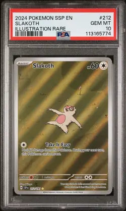 Pokemon TCG Slakoth Illustration Surging Sparks 212/191 PSA 9 Mint - Image 1