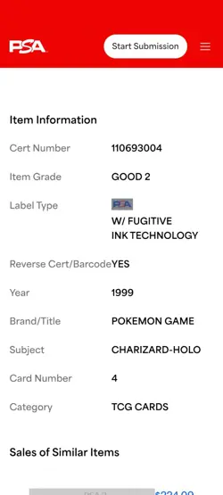 1999 POKEMON BASE SET UNLIMITED #4 CHARIZARD-HOLO PSA 2 - Image 2