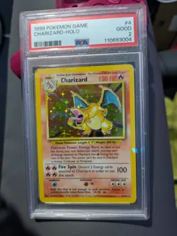 1999 POKEMON BASE SET UNLIMITED #4 CHARIZARD-HOLO PSA 2 - Image 3