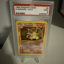 [PSA 9] 1999 POKEMON BASE SET UNLIMITED #4 CHARIZARD - HOLO WOTC VINTAGE CARD - Image 1