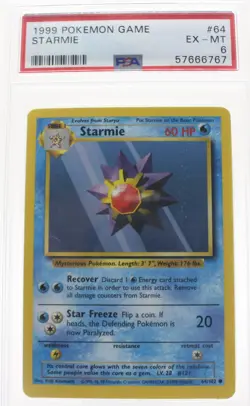 PSA 6 EXCELLENT-MINT 1999 Pokemon Game Base #64 Starmie !!! - Image 1