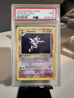 1999 Pokemon Fossil Base Set - 6/62 Haunter [1st Edition] Holo - PSA 9 - Image 1
