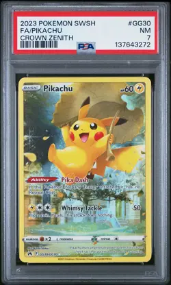 2023 POKEMON SWORD & SHIELD CROWN ZENITH #GG30 FULL ART/PIKACHU PSA 7 - Image 1