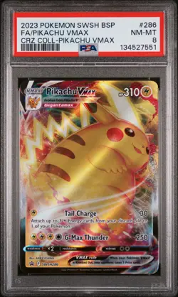 2023 POKEMON SWSH BLACK STAR PROMO #286 FULL ART/PIKACHU VMAX PSA 8 - Image 1