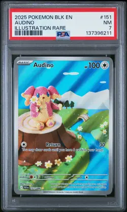 2025 POKEMON BLK EN-BLACK BOLT ILLUSTRATION RARE #151 AUDINO PSA 7 - Image 1