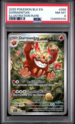 2025 POKEMON BLK EN-BLACK BOLT ILLUSTRATION RARE #098 DARMANITAN PSA 8 - Image 1