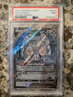2023 Zacian v GG48/GG70 Pokemon Sword & Shield Crown Zenith Full Art PSA 9 Mint - Image 1