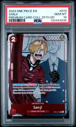 2023 ONE PIECE PREM BANDAI PREM CARD COLL 25TH ED #013 SANJI PSA 10 - Image 1