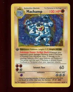 1999 Pokemon Base Set #8/102 Machamp Shadowless Holo 1st Edition - Image 1