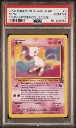 PSA 10 2000 Black Star League Promo Pokemon Card Mew 8 - GEM MINT! - Image 1