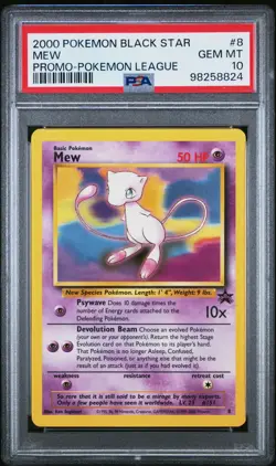 PSA 10 2000 Black Star League Promo Pokemon Card Mew 8 - GEM MINT! - Image 1