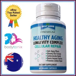 HEALTHY AGING LONGEVITY COMPLEX Premium Herbal Anti Aging Cellular Repair 60Ct - Image 1