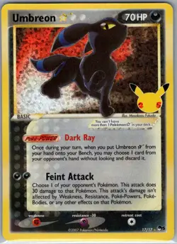 Umbreon Star 17/17 Celebrations: Classic Collection - Pokemon Card - NM - Image 1
