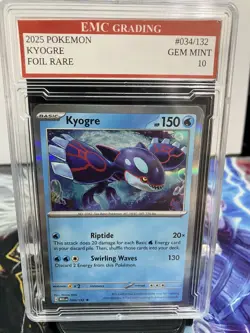 KYOGRE #034/132 RARE FOIL Pokemon 2025 Card GRADED 10 MINT TCG CCG - Image 1