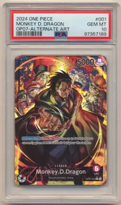 2024 ONE PIECE OP07 MONKEY D DRAGON ALTERNATE ART #001 PSA 10 - Image 1
