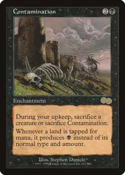 MTG Contamination - Urza's Saga 123/335 Rare Black Enchantment - Image 1
