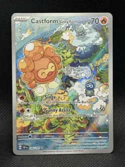 Pokemon TCG Castform Sunny Form Illustration Surging Sparks 195/191 - Image 1