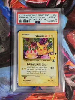 Pokemon TCG Celebrations Classic Collection Birthday Pikachu PSA 10 #24 - Image 1