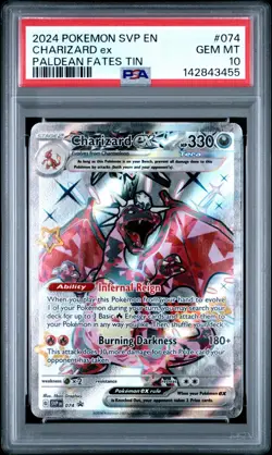 PSA 10 CHARIZARD EX 074 SHINY BLACK STAR PROMO PALDEAN FATES TIN POKEMON ✨ - Image 1
