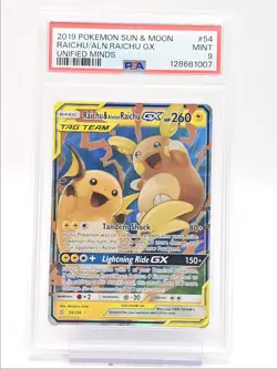 RAICHU ALOLAN RAICHU GX 2019 POKEMON UNIFIED MINDS RARE A 54/236 PSA 9 Q0004 - Image 1