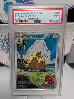 PSA 9 💎 Alolan Dugtrio 208/191 Surging Sparks 2024 Pokemon Illustration Rare - Image 1