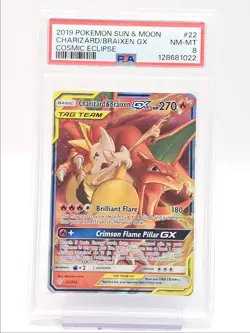CHARIZARD & BRAIXEN GX 2019 POKEMON COSMIC ECLIPSE RARE 22/236 PSA 8 Q0004 - Image 1