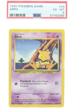 PSA 6 EXCELLENT-MINT 1999 Pokemon Game Base #43 Abra !!! - Image 1