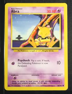 PSA 6 EXCELLENT-MINT 1999 Pokemon Game Base #43 Abra !!! - Image 3