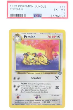 PSA 6 EXCELLENT-MINT 1999 Pokemon Jungle #42 Persian !!! - Image 1