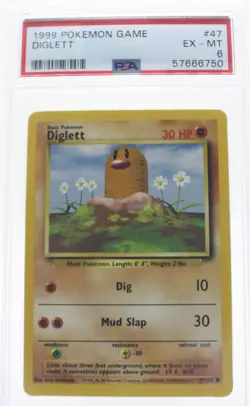 PSA 6 EXCELLENT-MINT 1999 Pokemon Game Base #47 Diglett !!! - Image 1